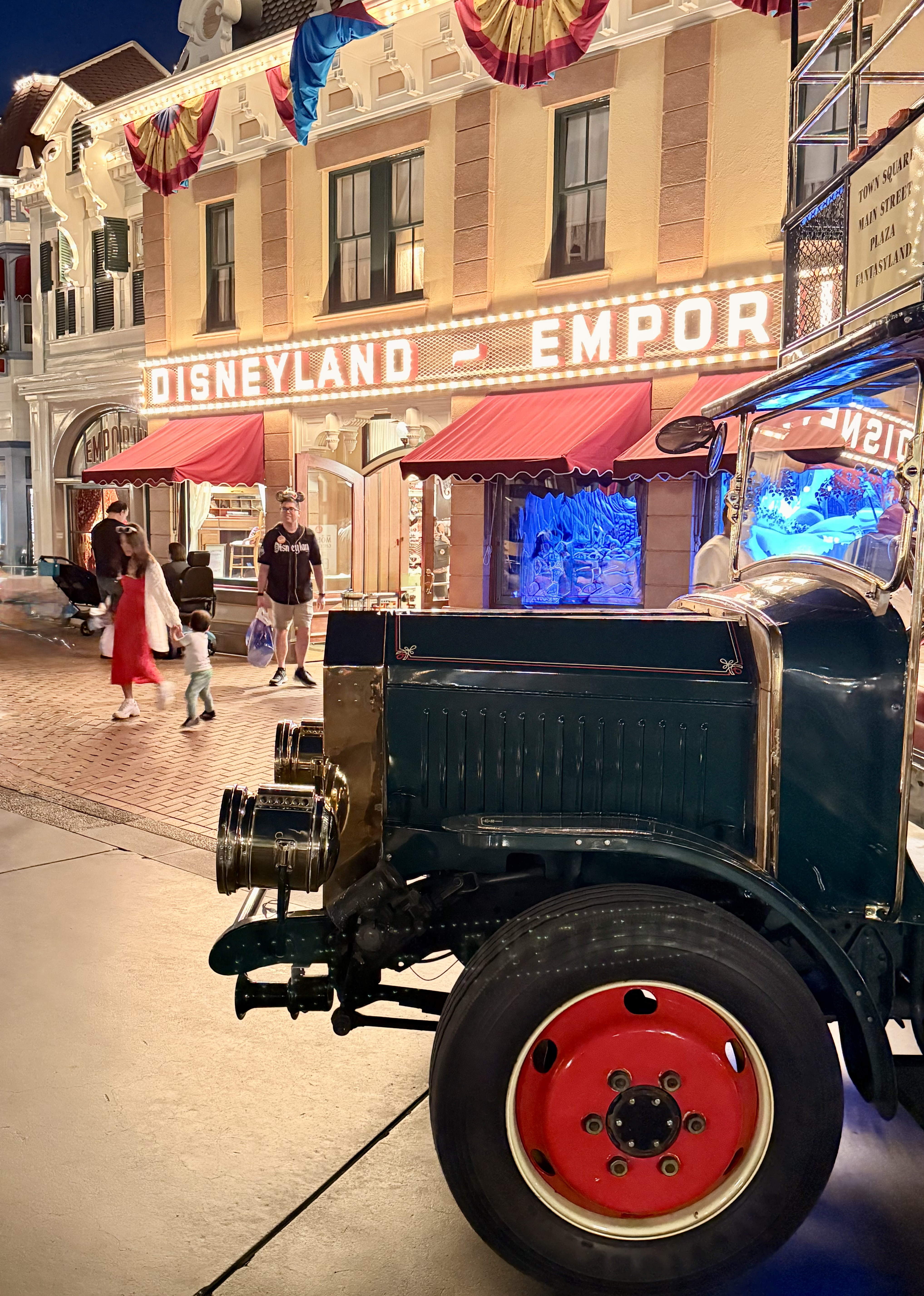 Vintage motor car on a quiet Main Street at Disneyland